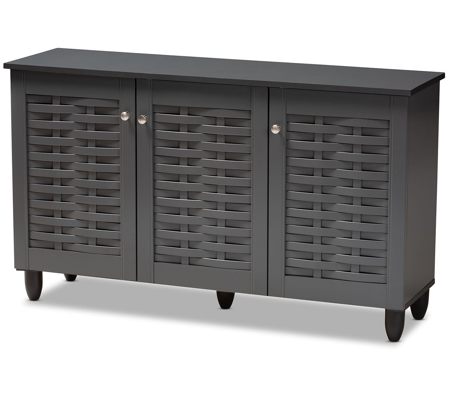 Baxton Studio Winda Charcoal 3-Door Shoe Cabinet