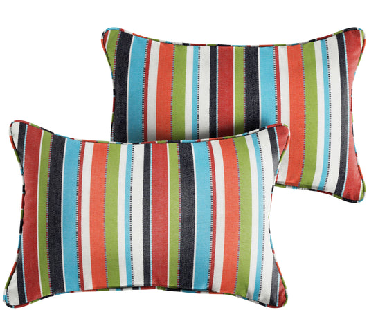 Set of 2 Indoor/Outdoor Sunbrella Multi StripeLumbar Pillows