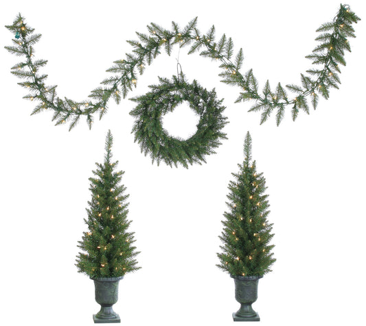 4PC Norway Pine Pre-Lit Set by Gerson Co.