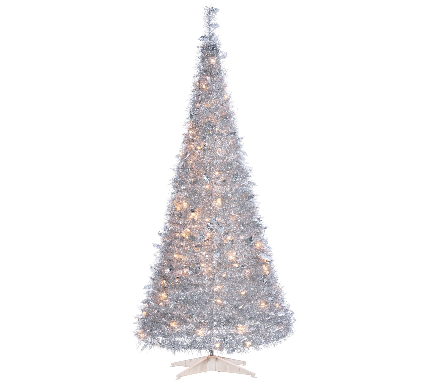 6-Foot High Pop Up Pre-Lit Silver Tinsel Tree by Gerson Co.
