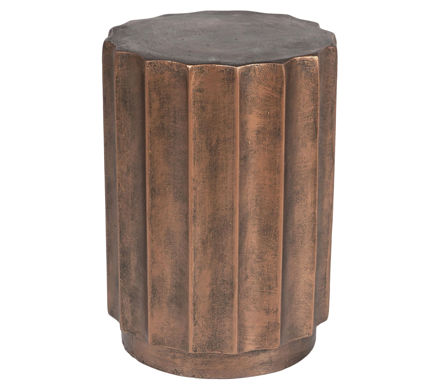 LuxenHome Round Cement Indoor/Outdoor Weathered Side Table