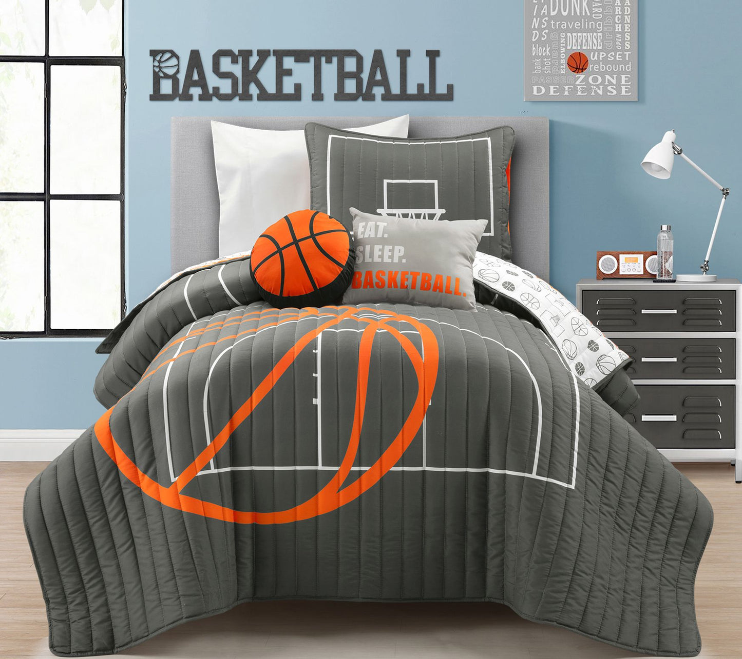 Basketball Game Oversized Quilt 4-Pc Set Twin by Lush Decor