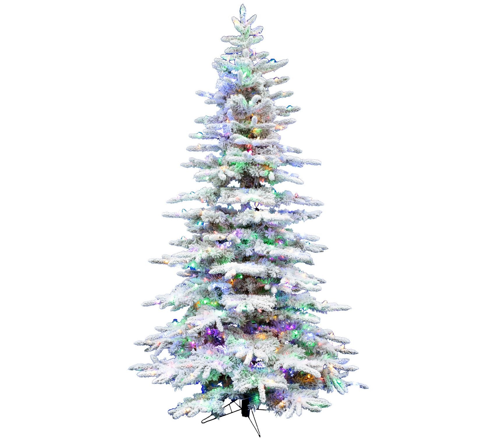 6.5' White Pine Snowy Artificial Christmas Tree with Multi