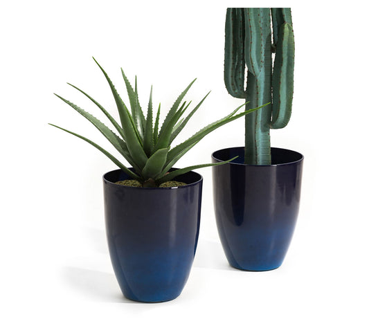 Glitzhome Oversized Faux Ceramic Tall Bowl Pot Planters S/2