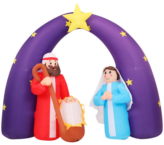 Christmas Time 7-Ft. Wide Pre-Lit Nativity Scen e  Inflatable
