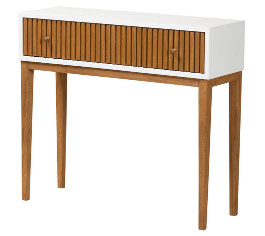 Baxton Studio Odile Natural Brown and White Wood Console Table