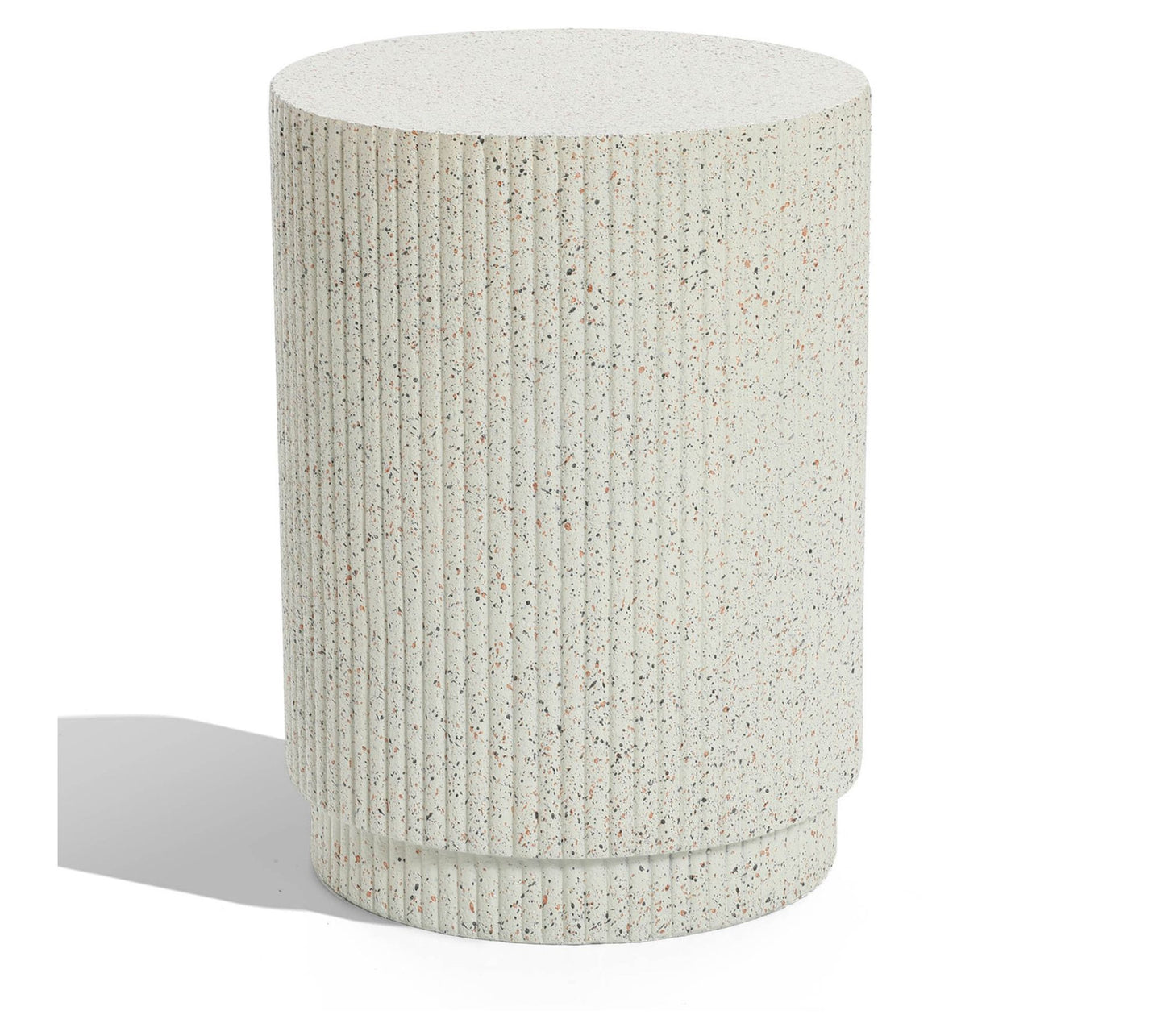 LuxenHome Ivory White Cement Round Outdoor SideTable