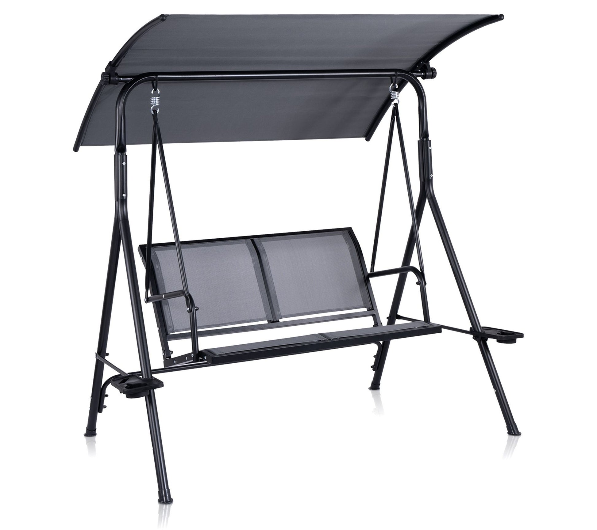 Backyard Expressions 2 Person Patio Swing w/ Grey Sling Fabric