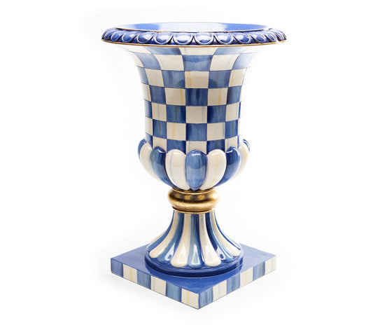 MacKenzie-Childs Royal Check Pedestal Tabletop Urn