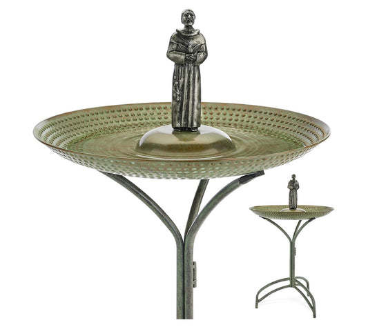 Good Directions 20" Blue Verde Copper Bird Bath w/ St Francis