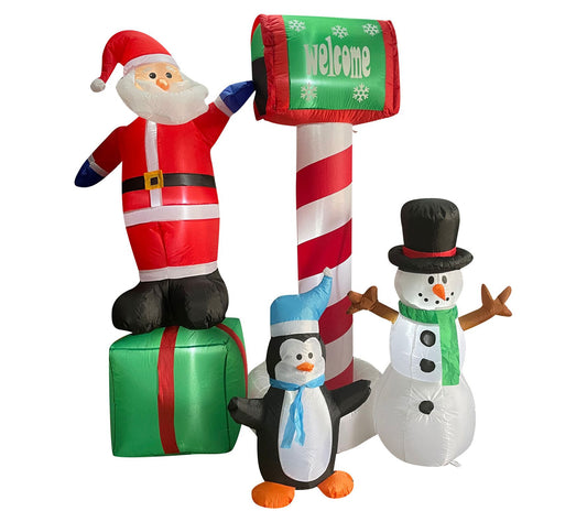 Christmas Time 6-Ft. Pre-Lit Inflatable Santa Welcome Mailbox