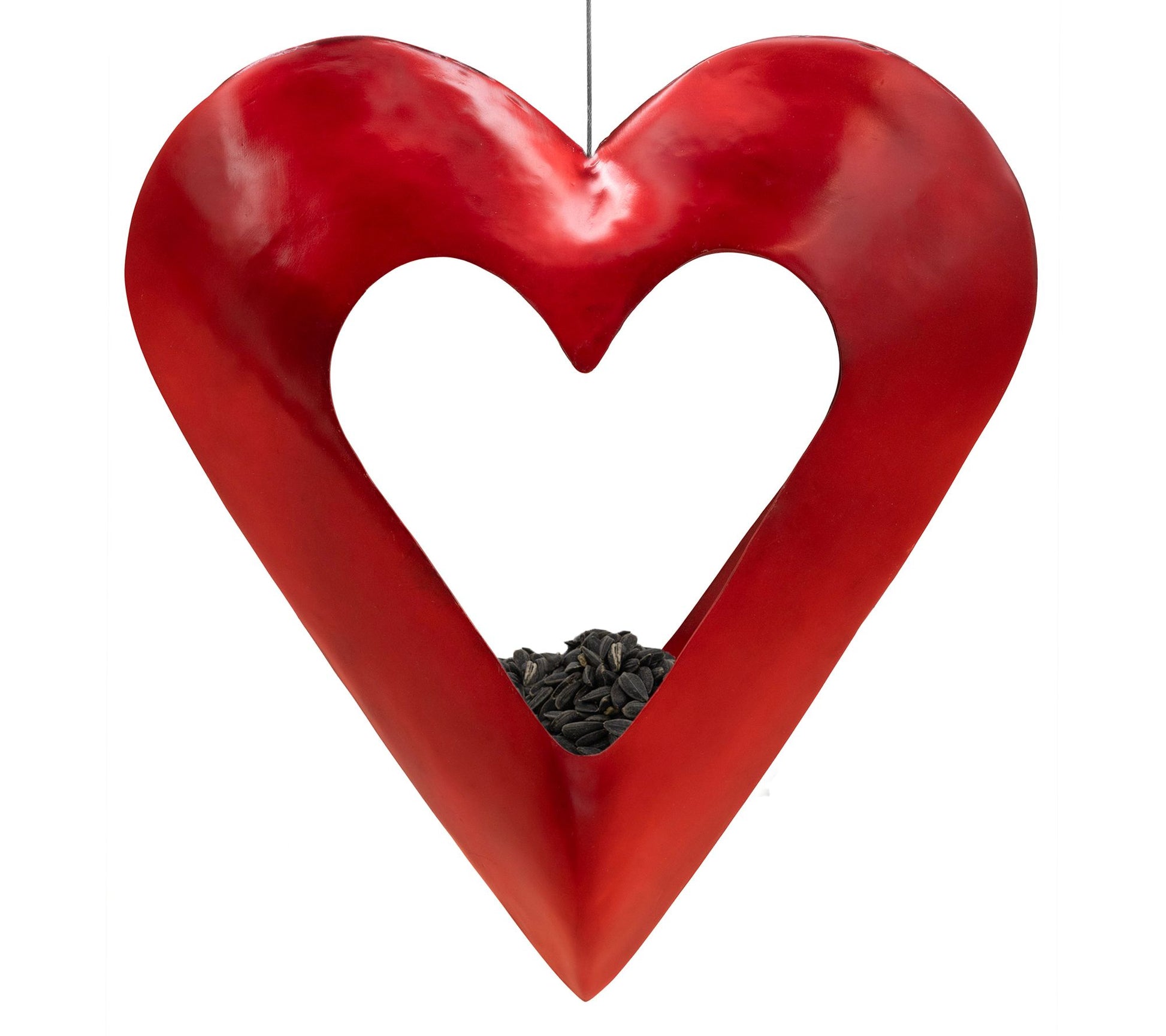 Red Fly Thru Heart Copper Bird Feeder by Good Directions