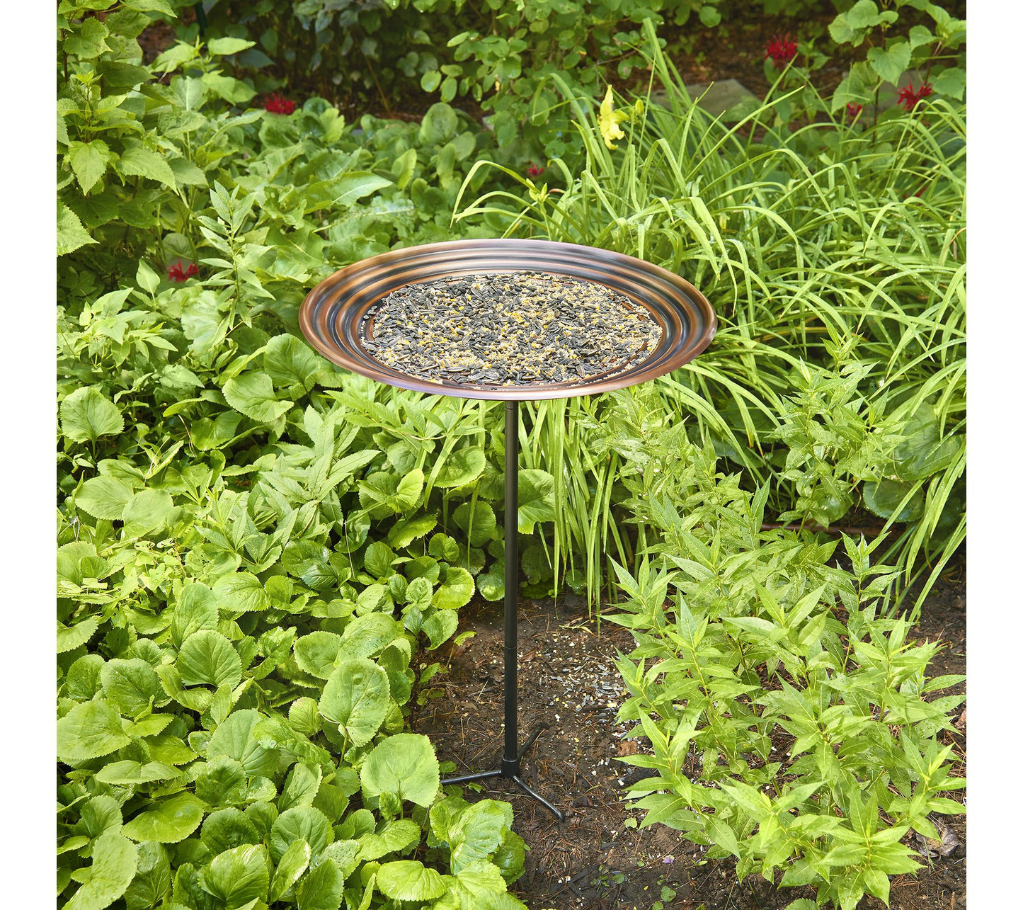 20" Bronze Ripples Birdbath w/ Garden Pole by Good Directions