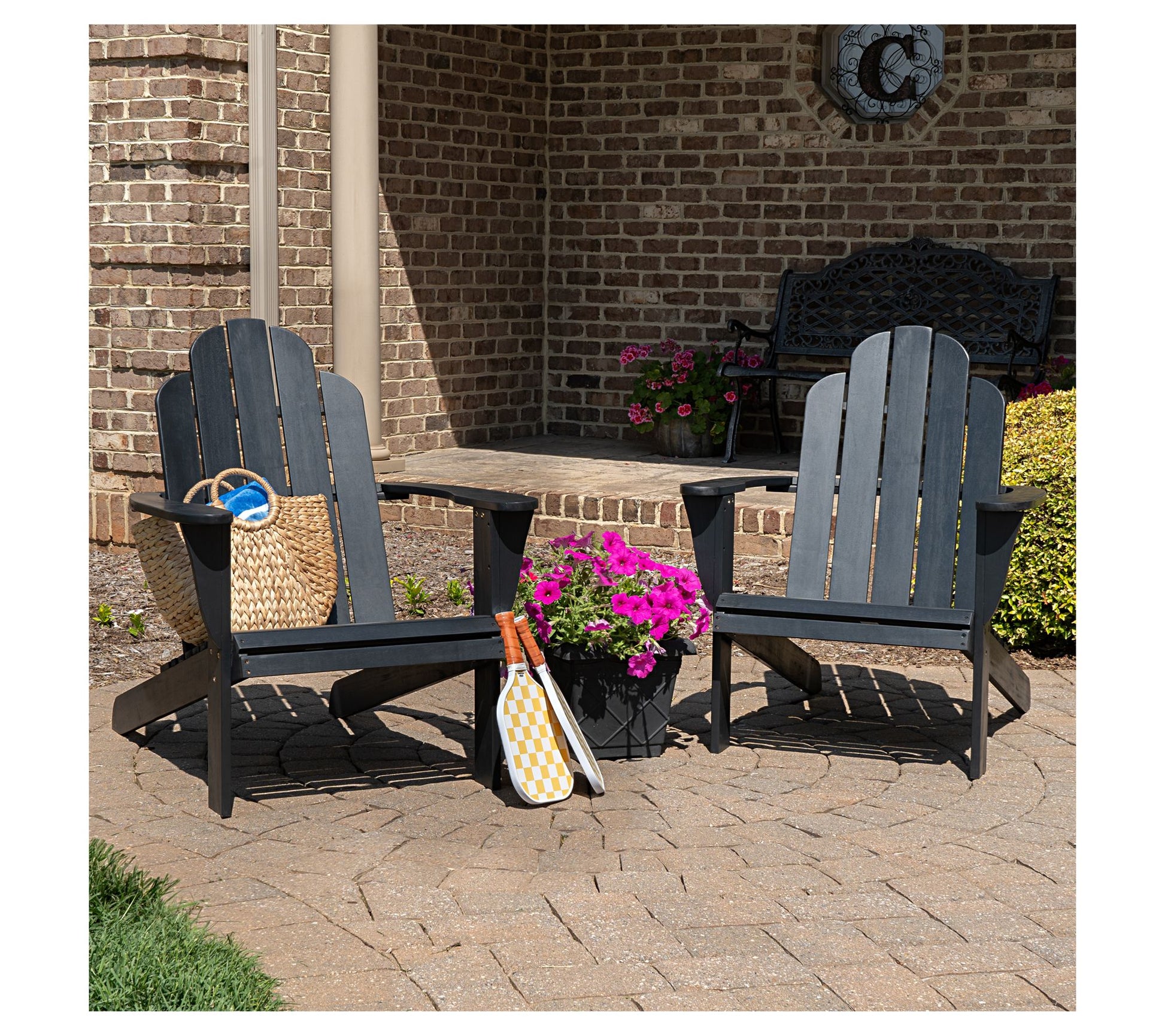 Linon Home Black Adirondack Chairs Set of 2