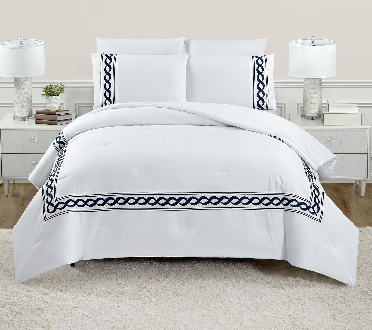 Dee Ocleppo Cable Border 3pc Full/Queen Comforter Set