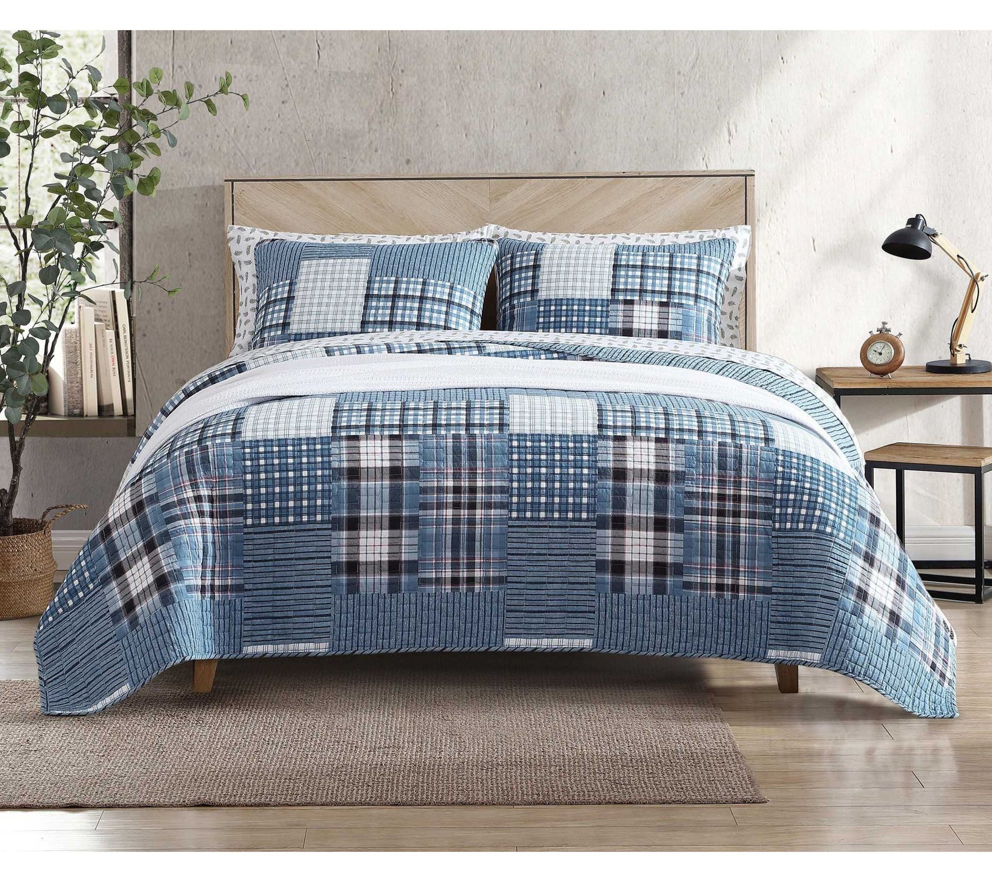 Eddie Bauer Hawthorne Blue King Quilt Sham Set