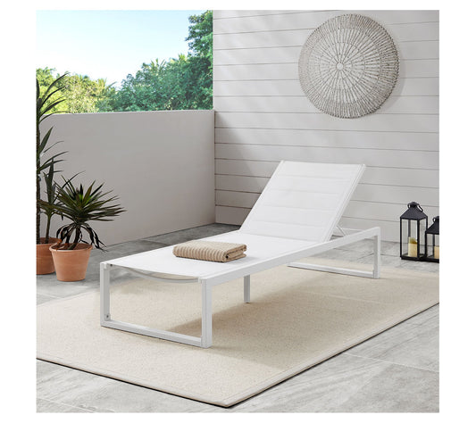 Linon Home Holland Aluminum Outdoor Chaise Lounge White