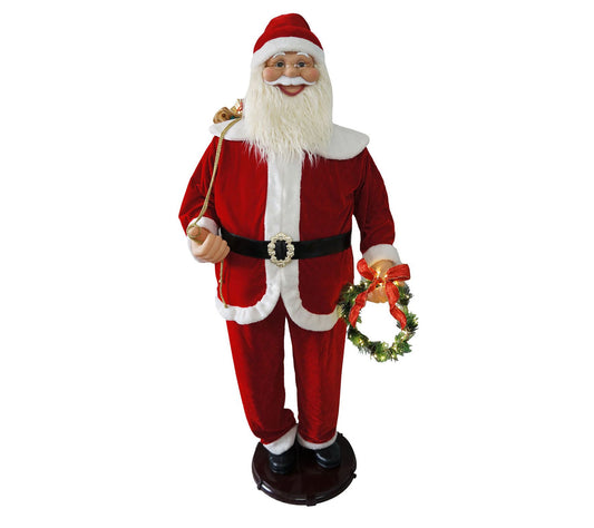 Christmas Time 58" Traditional Dancing Santa Claus with Wreath