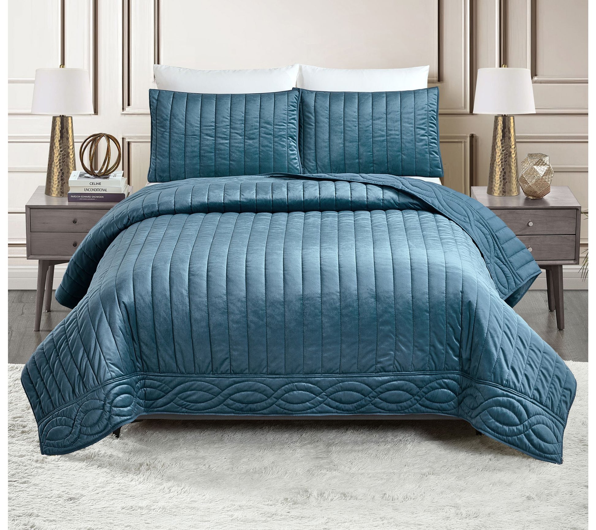 Dee Ocleppo Velvet Cable 3-Piece King Quilt Set