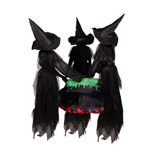 Evergreen LED 3 Witches & Cauldron Garden Stake