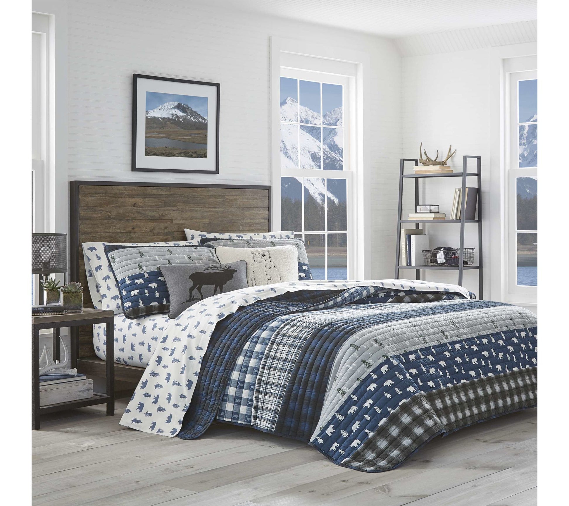Eddie Bauer Blue Creek Navy Cotton King Quilt Set