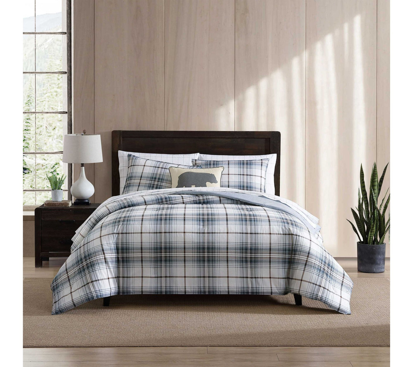 Eddie Bauer Alder Plaid Blue Cotton Full/QueenComforter Set