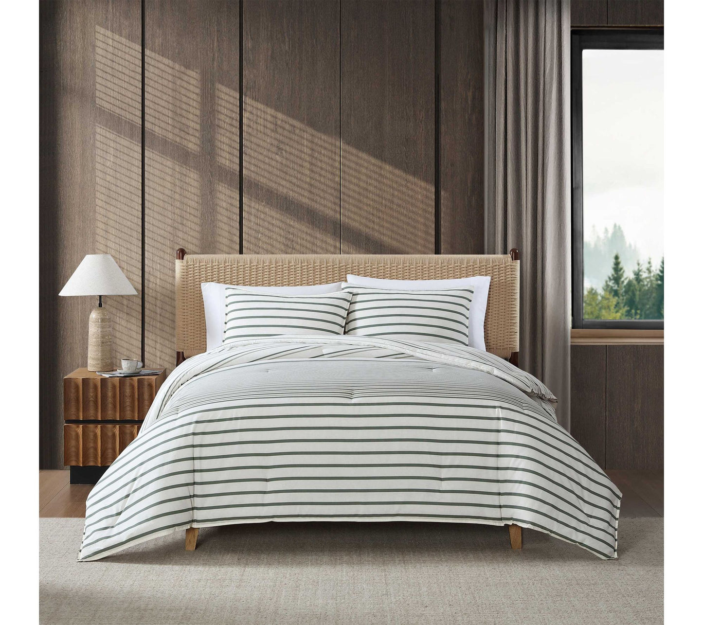 Eddie Bauer Cooper Stripe Green King ComforterSet