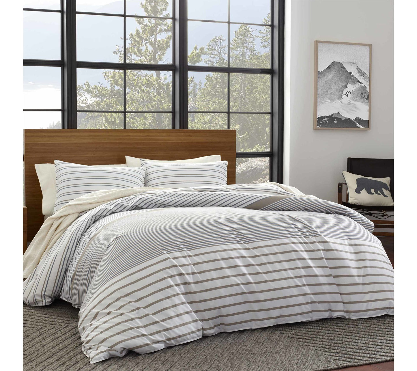 Eddie Bauer Cooper Stripe Grey King Duvet CoverSet