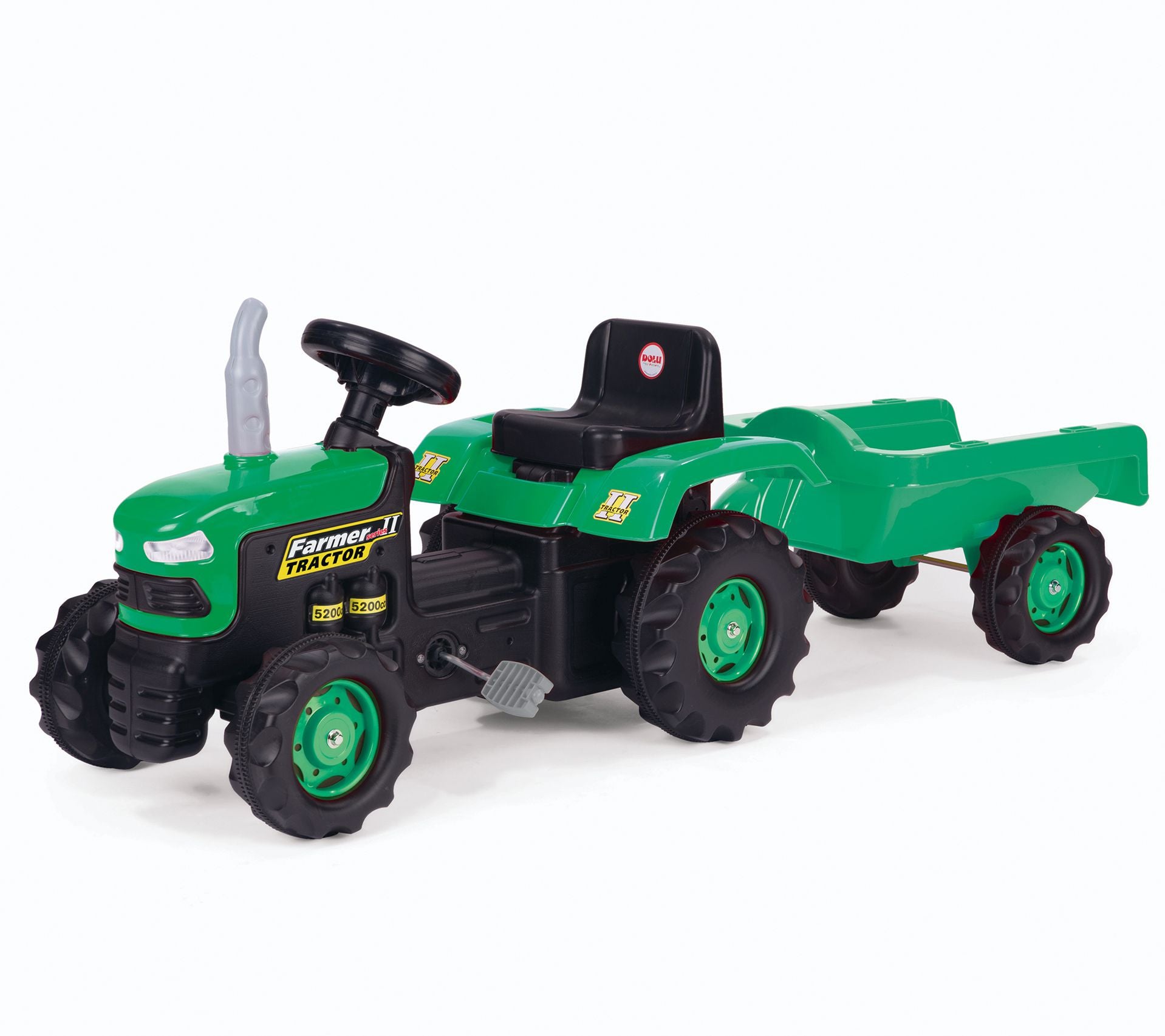 Dolu Toys Pedal Operated Big Green Tractor WithTrailer